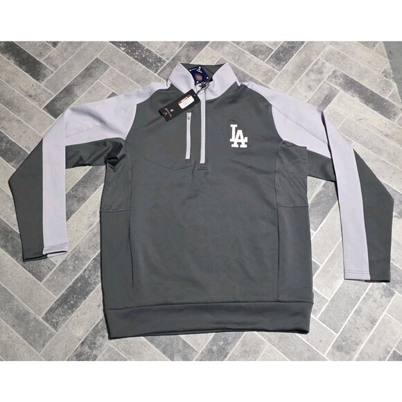New Los Angeles Dodgers Antigua Collection 1/4 Zip Pullover GRAY /Carbon Large - Picture 1 of 6